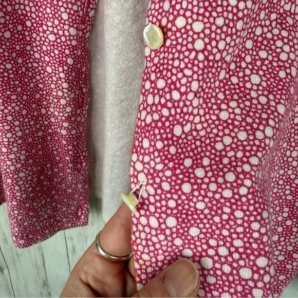 J. McLaughlin pink and white spotted cardigan sweater XS - Picture 3 of 6